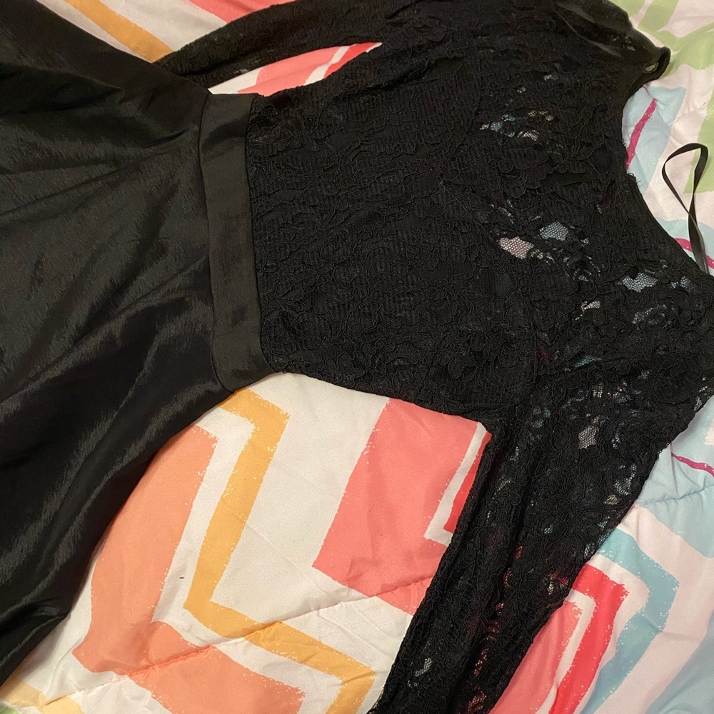 A long black lace dress